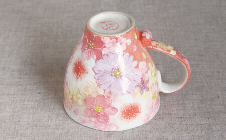 【瀬戸焼】「工房 ゆずりは」 紅彩花雅 マグカップ 1個 【松本陶器株式会社】 / マグ 食器 コーヒーカップ ティーカップ / 瀬戸市[BBDX017]