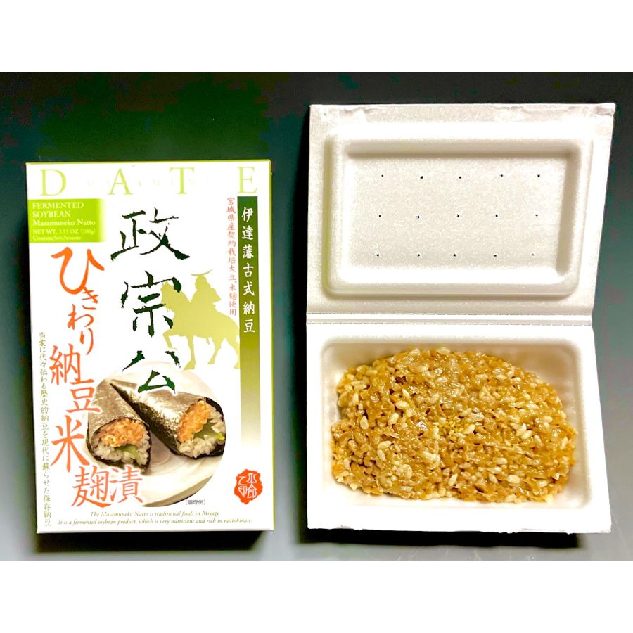 ＜グリーンパール納豆本舗＞伊達藩 ひきわり納豆米麹漬け 政宗公(納豆100ｇ×10箱)