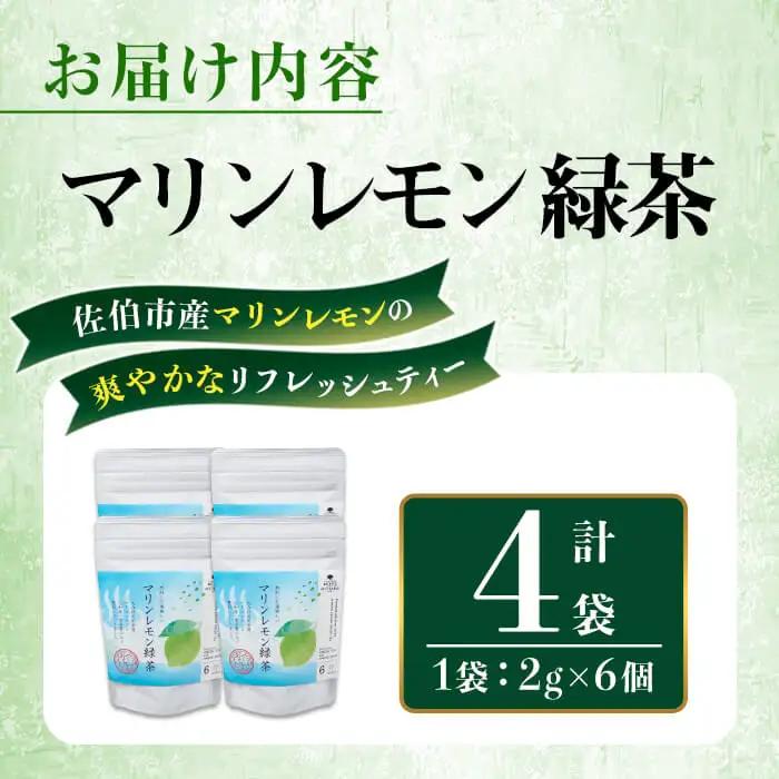  マリンレモン 緑茶 (4袋・1袋：2g×6個) お茶 ティーバック レモン ティー 防災 常温 【opbz014】【さいき本舗 城下堂】