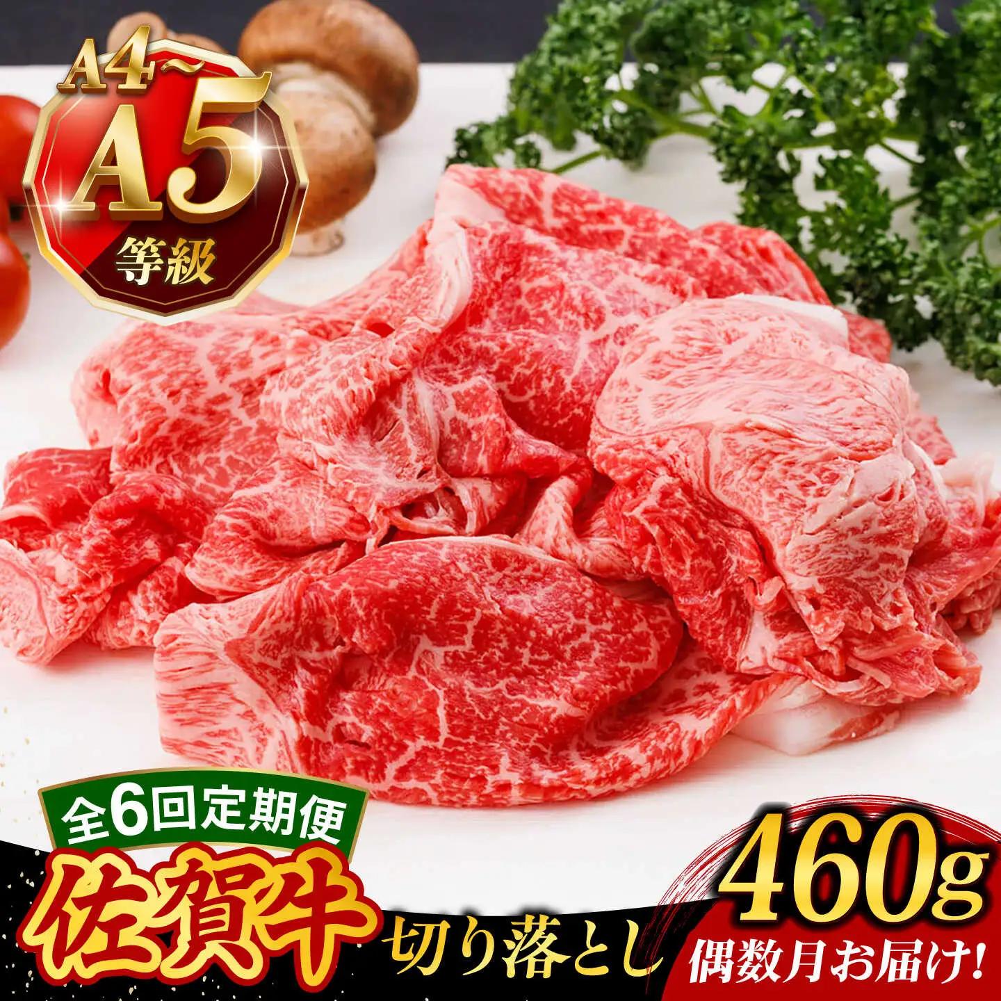 【6回定期便・偶数月発送】 佐賀牛 牛肉切り落とし 460g 牛 [UCC025]