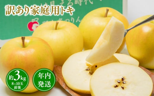 年内発送 【訳あり】家庭用 トキ 約3kg【青森県 平川市 那由多のりんご園】家庭用 青森 青森県産 平川 りんご リンゴ 林檎 くだもの 果物 フルーツ 