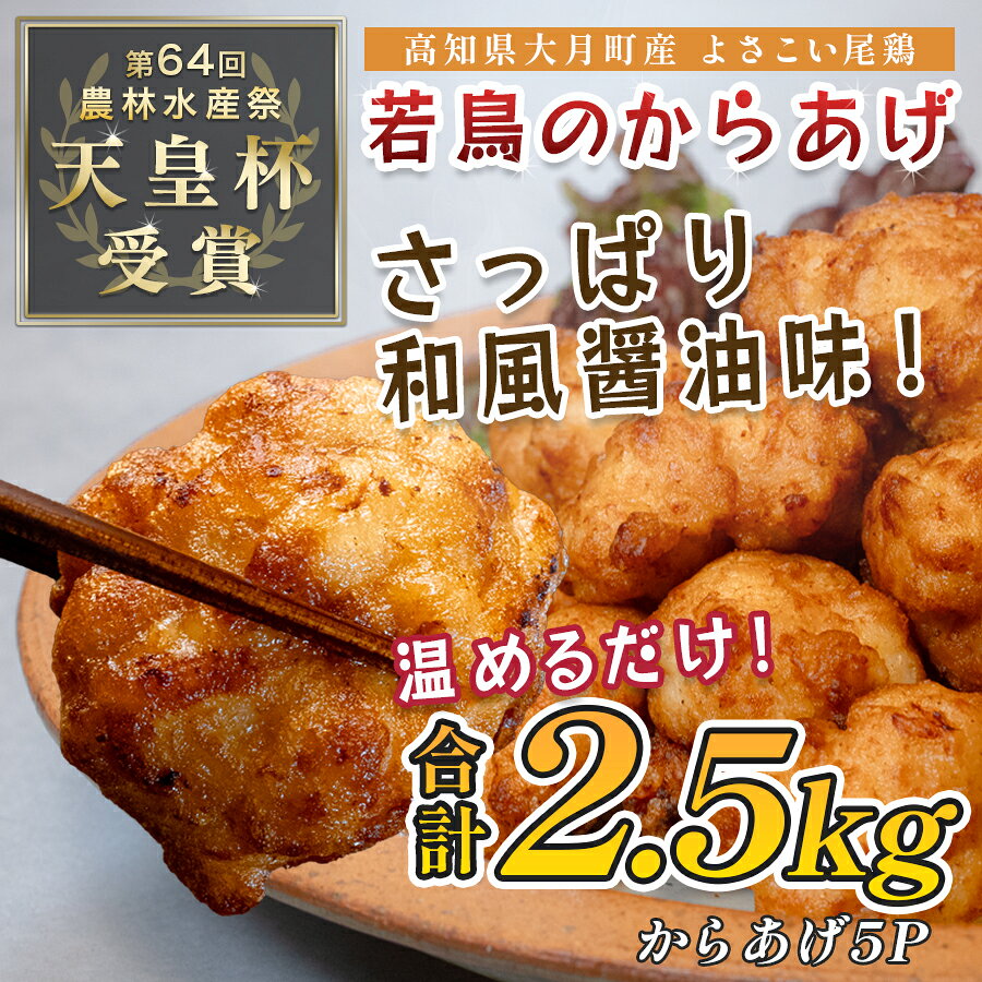【ふるさと納税】 国産 よさこい尾鶏 鶏の唐揚げ 和風しょう油 2.5kg 天皇杯受賞 からあげ から揚げ チキン南蛮 惣菜 レンジ 鶏もも 鶏肉 とり肉 チキン おつまみ ブランド鶏 銘柄鶏 若鶏 国産鶏肉 冷凍 小分け 個包装 1万円