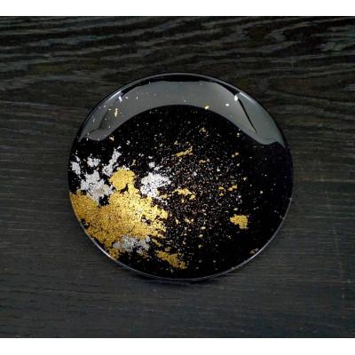 ふるさと納税 海南市 フラットプレート小皿　古代塗り金箔漆黒