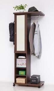 ミラー付ハンガーラック ブラウン