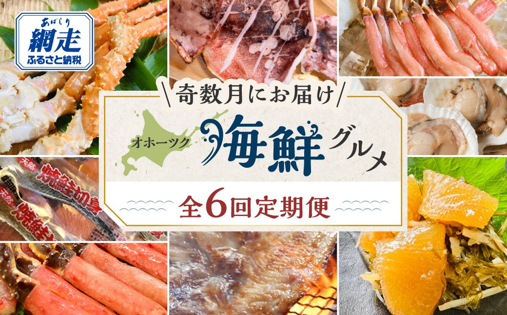 
                  【発送月固定定期便】オホーツク海鮮グルメ定期便 奇数月にお届け全6回 【ふるさと納税 人気 おすすめ ランキング 数の子 いか ほっけ ほたて 帆立 ズワイガニ ずわいがに タラバガニ たらばがに かに カニ 蟹 鮭 サケ 秋鮭 イバラガニ いばらがに 定期便 6か月 6ヶ月 オホーツク 北海道 網走市 送料無料】 ABAO127
                