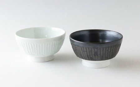 【波佐見焼】くらわんか碗 ペア モノクロ 青白磁・鉄釉【奥川陶器】[KB78]
