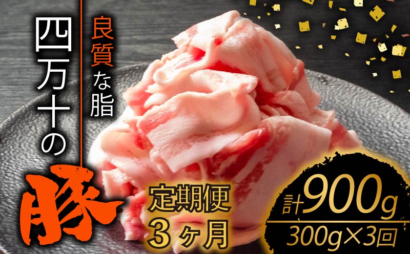 【定期便3回】四万十ポークスライス 計900g（300g×3ヶ月連続お届け) Vコース | 豚肉 豚バラ肉 小分け 小間切れ スライス 切り落とし 冷凍 真空パック 簡単調理 細切れ 大容量 肉 高知