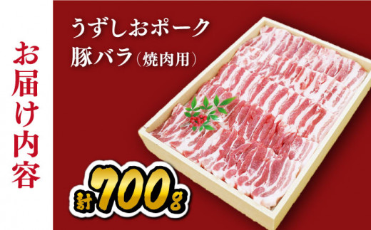 長崎うずしおポーク SPF豚  焼肉用バラ 約700g ＜スーパーウエスト＞[CAG019] 長崎 豚 豚肉 焼き肉 バラ BBQ ブランド豚