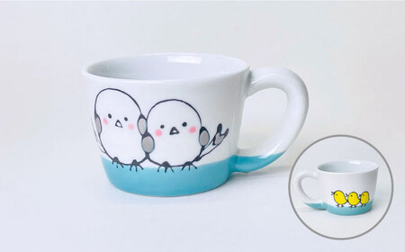 【波佐見焼】子ども食器セット シマエナガ プレート・ミニマグカップ・茶椀 ブルー【大新窯】[DC190]