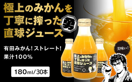 極上のみかんを丁寧に搾った直球ジュース 180ml 30本 みかんジュース 勇希農園