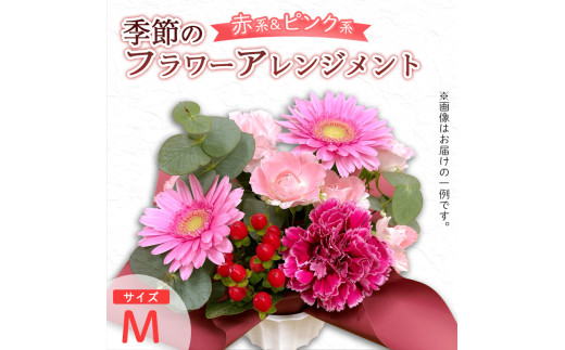 季節のフラワーアレンジメント（M/赤・ピンク系） | 花 お花 生花 フラワー フラワーアレンジメント 花束 お祝い 赤 ピンク 赤系 配送地域限定 京都府 綾部市