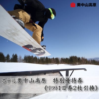 
            ホテル奥中山高原　特別優待券《リフト1日券ペア2枚引換》【1645447】
          