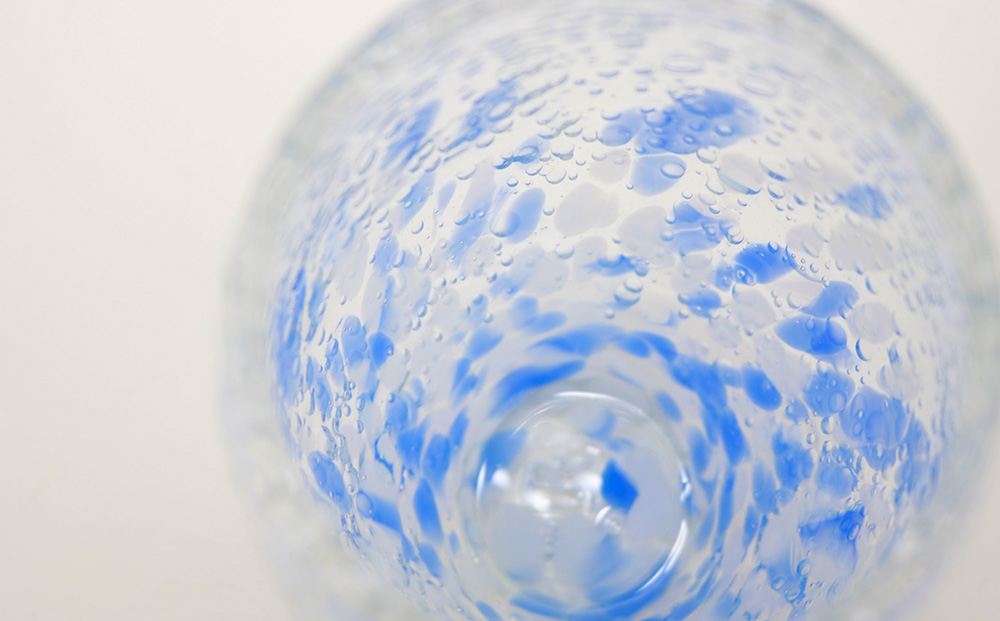 現代の名工「池宮城 善郎」作　気泡の海煌グラス（ピンク・青） 2個ペア 