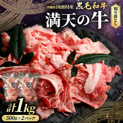 【ふるさと納税】やんばるの自然が育んだ「黒毛和牛 経産牛」切り落とし 合計1kg(500g×2パック)_黒毛和牛 和牛 焼肉 焼肉用 国産牛 牛肉 焼肉セット沖縄県産 沖縄和牛 経産牛 赤身 肉料理 バーベキュー BBQ【配送不可地域：離島】【1716771】