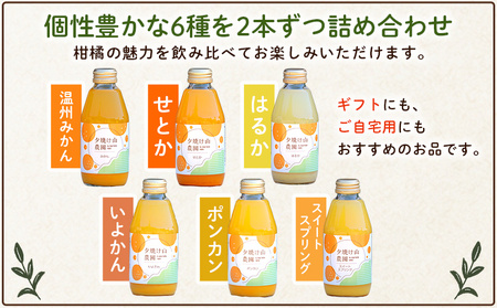 ＜夕焼け山農園の柑橘ジュース 飲み比べセット 200ml×12本＞ 6種 12本 ストレートジュース 柑橘 果物 みかん 蜜柑 ミカン 200ml 詰め合わせ セット ギフト ご自宅用 フルーツ 夕焼