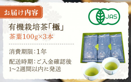 【1番茶の濃厚な旨味！】さざの有機栽培茶  極  100g×3本詰め【宝緑園】[QAH005] お茶 茶葉 長崎