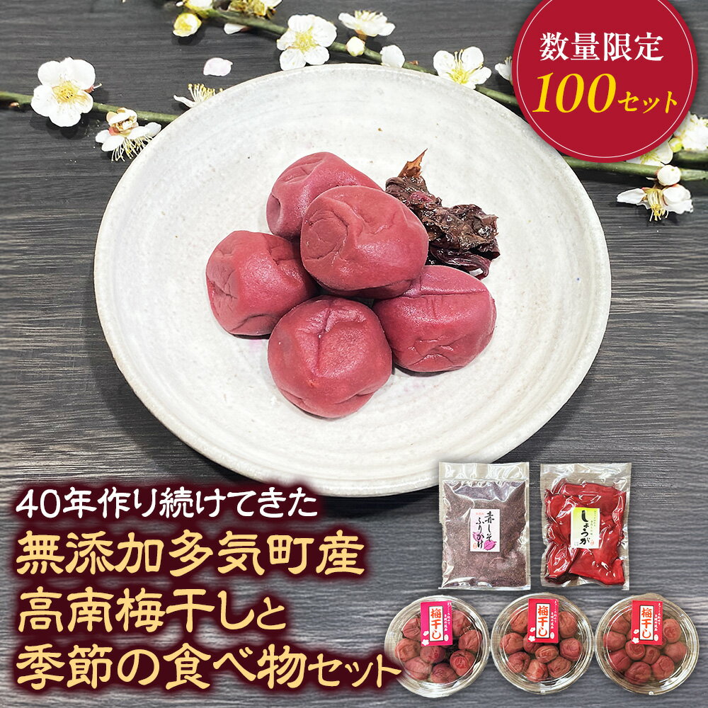 【ふるさと納税】40年作り続けてきた無添加多気町産南高梅干しと季節の食べ物セット 梅干 うめぼし しょっぱい すっぱい 紫蘇 シソ しそ 紅生姜 紅ショウガ 紅しょうが 塩漬け 漬物 お漬物 ジャム ジュース 三重県 多気町 TH‐04