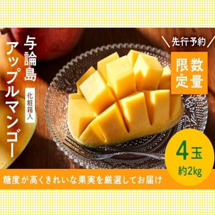 【ふるさと納税】【数量限定】鹿児島 与論島アップルマンゴー特A秀品大玉4個約2kg化粧箱入り【先行予約】 | 果物 アップルマンゴー アーウイン マンゴー フルーツ ご当地 グルメ 人気 おすすめ 送料無料 与論 与論島 ヨロン 鹿児島県 九州