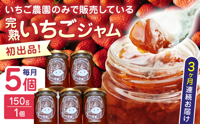 【限定数量】【全3回定期便】熊本県産 いちごジャム ( 150g × 5個 ) 小分け 熊本 山都町 常温【なかはた農園】[YBI031]