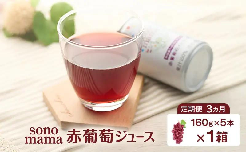 ぶどうジュースsonomama赤葡萄飲料ぶどうジュース【160g×5本×1箱】【定期便3ヵ月】