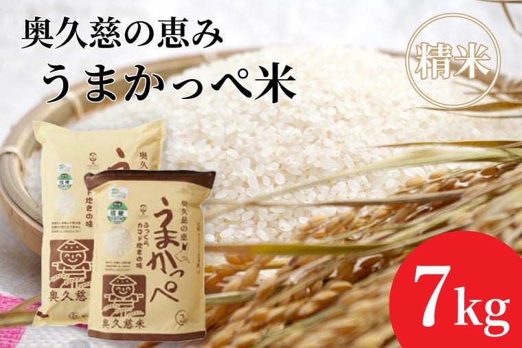 
                  令和7年産【】奥久慈の恵みうまかっぺ米（コシヒカリ）5㎏+2㎏ 計7㎏｜茨城県 大子町 お米 白米 精米 ブランド米 銘柄米 食味値 ふっくら もちもち（AH004-2）
                