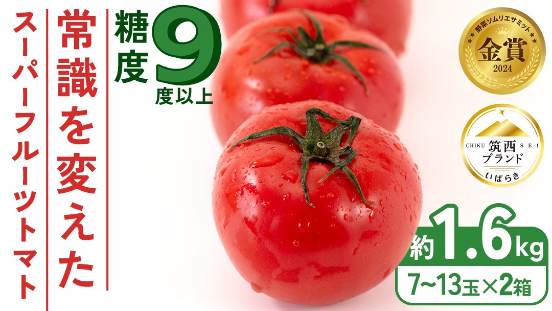  スーパーフルーツトマト 小箱 約800g × 2箱 【大玉7～13玉/1箱】 2026年産 糖度9度 以上 トマト とまと フルーツトマト フルーツ 野菜 やさい 高糖度 [AF037ci]