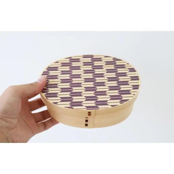 紀州漆器 曲げわっぱ まげわっぱ 弁当箱 矢羽柄 パープル 紫  ［YS100］