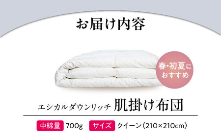 洗える 人工羽毛布団 肌掛け布団 クイーン エシカルダウンリッチ 広島県福山市/イシケン株式会社 羽毛 布団 ふとん 肌掛け 掛け布団 掛布団 軽い 日本製 春 初夏 寝具 アレルギー対策 サステナブ