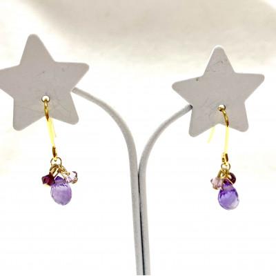 ふるさと納税 小山市 天然石アメジストとスワロフスキーのピアス |  | 02