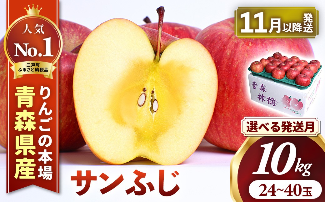 
                  りんご【サンふじ】 約10kg（24～40玉）【2026年産・先行予約】★選べる発送月★ 青森県三戸町産 りんご 林檎 フルーツ 果物 果実 青森 三戸 高級 贈答 ギフト プレゼント 産地直送 農家直送 青森県三戸町 AK-25-P05
                