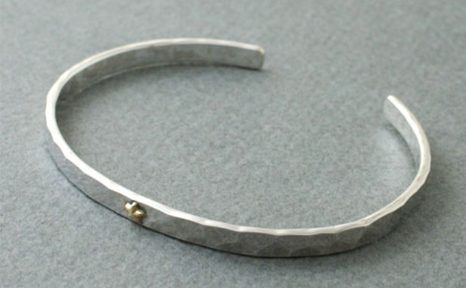 シルバー950バングルブレスレットK18スター付きレディースサイズ アクセサリー ※離島への配送不可