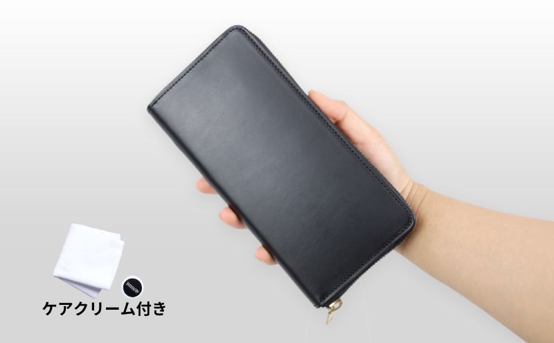 長財布 TAANNERR Roundzip Long Wallet ブラック ディープブルー グ
