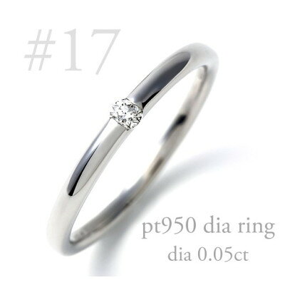 【ふるさと納税】PT950ダイヤ 甲丸リング　0.05CT　R3621DI-P2 #17【配送不可地域：離島・沖縄県】【1754939】