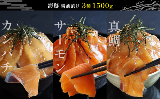 
海鮮３種（真鯛・カンパチ・サーモン） 漬け丼の素セット 各100g×5パック
