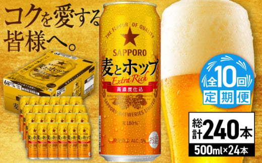 【全10回定期便】サッポロ 麦とホップ 500ml×24缶 合計240缶 日田市 / 株式会社綾部商店　ビール サッポロ お酒 酒 日田[ARDC141]