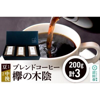 ふるさと納税 沼田市 ブレンドコーヒー「欅の木陰」豆200g×1袋+中挽き200g×2袋 土田商店