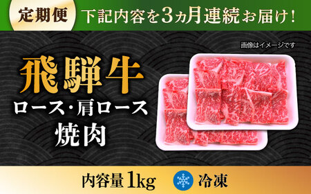 【3回定期便】 飛騨牛 ロース・肩ロース 1kg A5等級  [TAZ035] ロース 焼肉用