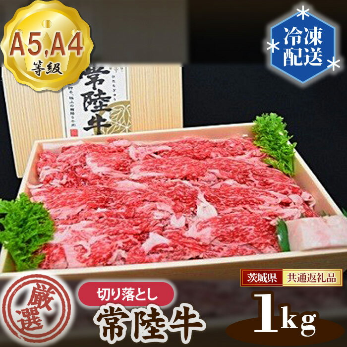 【ふるさと納税】No.129 常陸牛 厳選！切り落とし1kg（A5・A4等級）＜茨城県共通返礼品＞ ／ 牛肉 黒毛和牛 高級 送料無料 茨城県