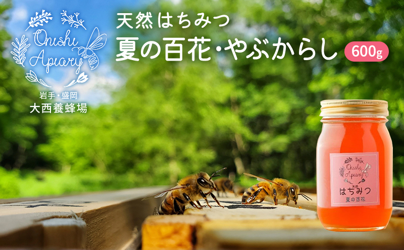 盛岡市 大西養蜂場 ・非加熱 はちみつ《夏の百花（やぶからし）》600g 貴重 採蜜 無加工 ミツバチ マスカットさわやか ビタミン ミネラル 栄養素 国産はちみつ 非加熱はちみつ 非加熱 岩手 岩手県 盛岡市