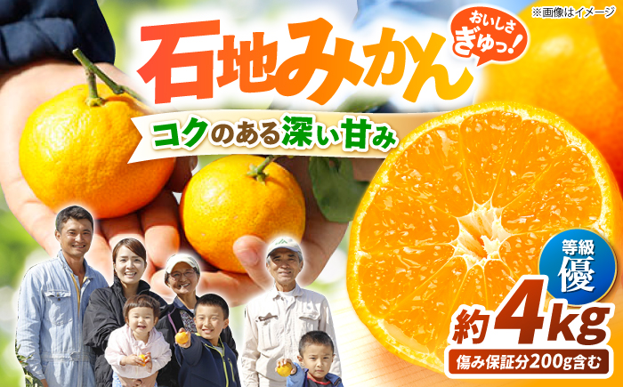 【12月上旬より配送開始☆優品】石地みかん 約4kg（傷み保証分200g含む）＜川添みかん園＞ [CCT005] みかん