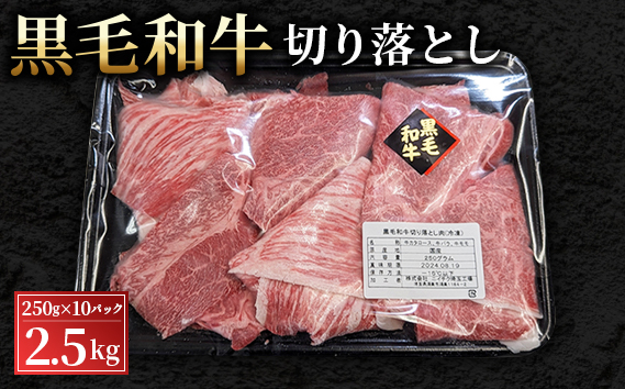 黒毛和牛切り落とし250g×10パック（合計2.5kg）