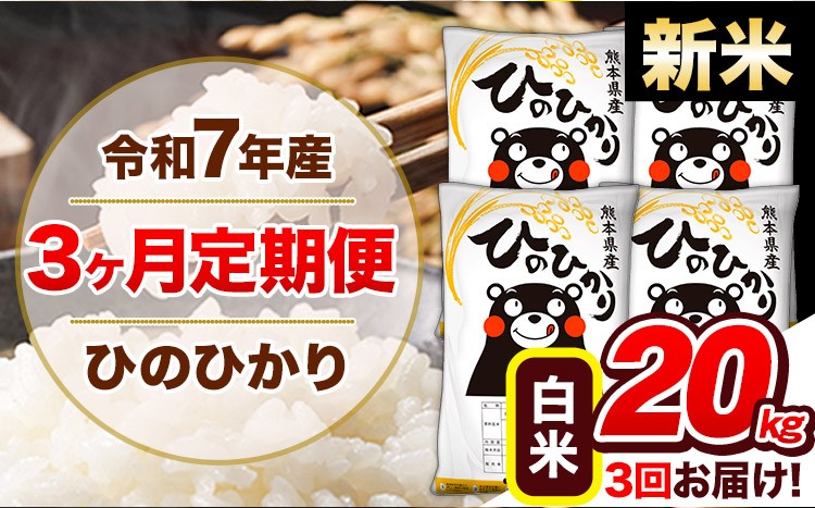 
            【3ヶ月定期便】新米 令和7年産  定期便 ひのひかり20kg 《お申込み翌月から出荷》令和7年産 熊本県産 ふるさと納税 白米 精米 ひの 米 こめ ふるさとのうぜい ヒノヒカリ コメ 熊本米 ひのもり
          