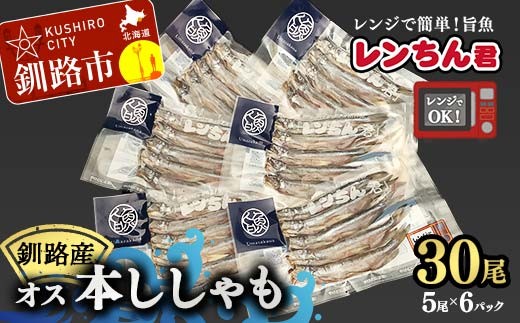 レンちん君釧路産本しゃもオス30尾セット シシャモ  冷凍 魚 海産物 一夜干し 北海道 F4F-8445