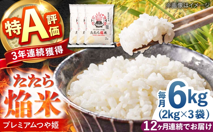 
                  ≪新米先行予約≫【定期便12回】令和8年度 プレミアム つや姫 6kg(2kg×3)×12回 合計72kg 精米 お米 米 ご飯 ごはん 白米 新米 たたら焔米 特別栽培米 つやひめ 国産 単一原料米 単一米 6キロ 特A評価実績 贈り物 ギフト プレゼント 自宅 家庭 島根県雲南市/JAしまね雲南地区本部 頓原加工所 [AIBR023-r8]
                