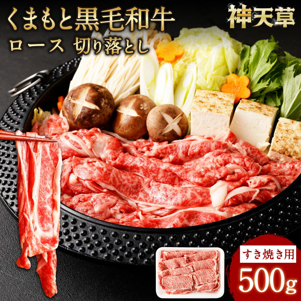 【ふるさと納税】くまもと黒毛和牛 すき焼き ロース 切り落とし 500g お肉 肉 牛肉 和牛 黒毛和牛 薄切り すきやき 冷凍 九州 国産 熊本県 上天草市 送料無料