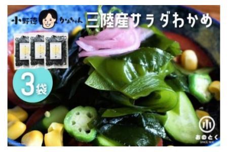 【2つの食感】 三陸産 サラダわかめ 170g ×3袋 [小野徳 宮城県 気仙沼市 20565558] 海藻 ワカメ わかめ 若布 塩蔵わかめ 塩蔵 コリコリ シャキシャキ 冷蔵