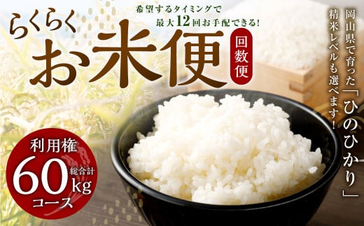 【定期便12回分】らくらくお米便 60kgコース 利用権 5kg×12回 お米