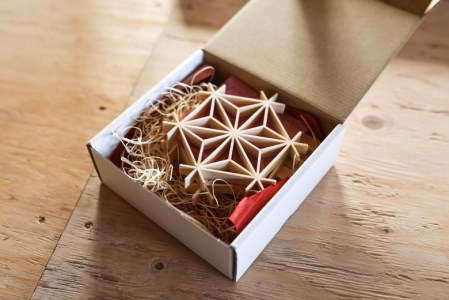 [075003]～大工が創る組子細工～麻の葉コースター　2個セット