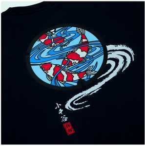 14P130-1 小千谷市 マンホールTシャツ 紺（ネイビー）  錦鯉【Sサイズ】 紅白 新潟県小千谷市