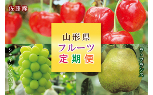 《2026年先行予約》山形県フルーツ3種定期便（さくらんぼ佐藤錦、シャインマスカット、ラ・フランス） さくらんぼ 佐藤錦 シャインマスカット ラ・フランス フルーツ定期便 果物定期便 洋梨 木箱 手土産 贈答 ギフト 山形 旬 送料無料 F2Y-1136